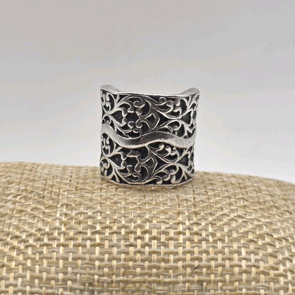 Silpada Sterling Silver Filigree Vine Ivy R1741 Wide Cuff Band Ring 925 Sz: 6